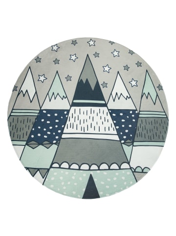 KADIMA DESIGN Kinderteppich waschmaschinenwaschbar Berge Kinderzimmer in Grau