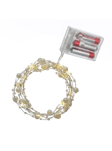 MARELIDA LED Draht Lichterkette Perlen 20 warmweiße LED Draht L: 1,9m in weiß