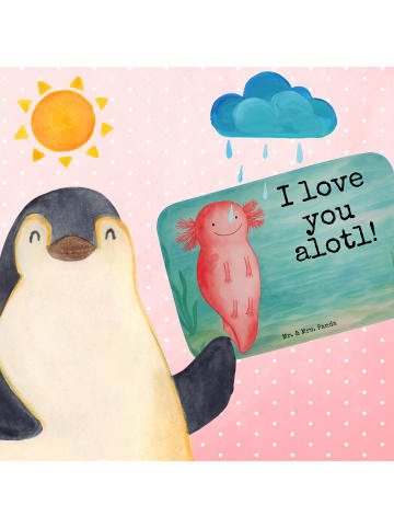 Mr. & Mrs. Panda Bad Fußmatte Axolotl Liebe Design mit Spruch in Weiß