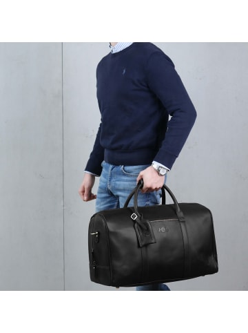 SID & VAIN Leder-Reisetasche Leder Weekender Unisex CHAD in schwarz