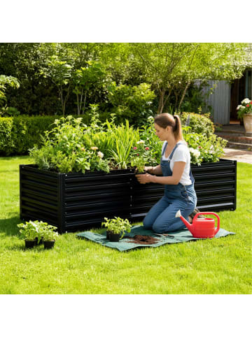 relaxdays Hochbeet in Schwarz - (B)200 x (H)60 x (T)100 cm