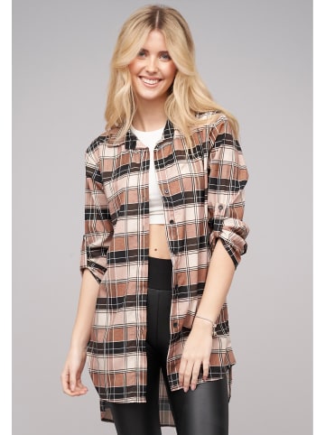 Cloud5ive Cloud5ive Turn Up 3/4 Arm Bluse kariert small in camel