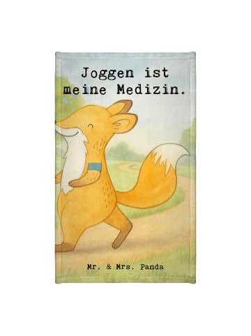 Mr. & Mrs. Panda Frottiertuch Fuchs Joggen Design mit Spruch in Weiß