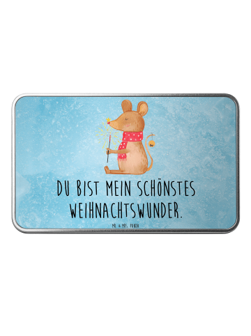 Mr. & Mrs. Panda Geschenkbox Maus Weihnachten mit Spruch in Eisblau