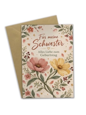 Geburtstagskarte Blumen liebevoll Design mit Sp... in Weiß