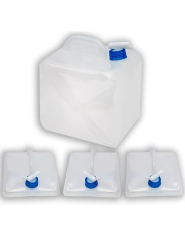 Intirilife 4x Faltbarer Wasserkanister aus Kunststoff 10 L - 22.3 x 25.2 cm in Transparent