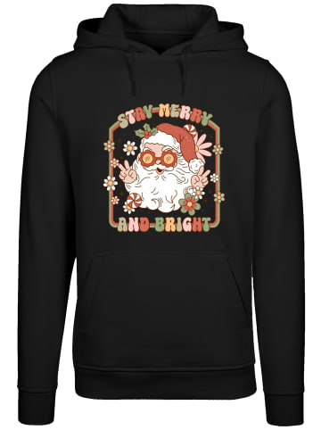 F4NT4STIC Hoodie Stay Merry And Bright Hippie Santa in schwarz