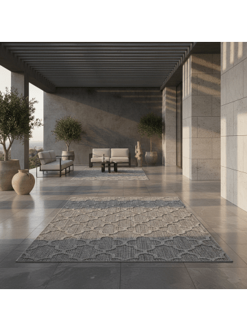 KADIMA DESIGN Teppich Outdoor Waschbar Skandinavisch IMST Strapazierfähig Balkon in Grau