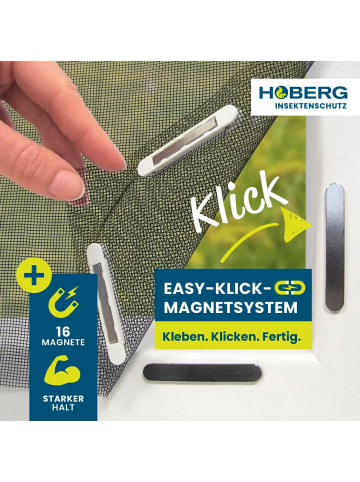 HOBERG Moskitonetz 2er-Set 150x130cm schwarz 16 Magnetbefestigung für Fenster Schwarz