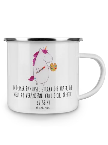 Mr. & Mrs. Panda Emaille Tasse Die Freude an der Kreativität ent... in Weiß