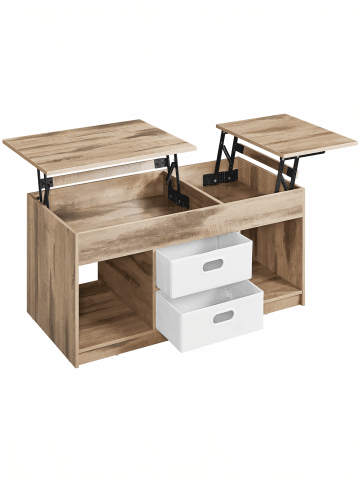 VASAGLE Couchtisch Custos in Braun-Weiß - (B)100 x (H)62.3 x (T)50 cm