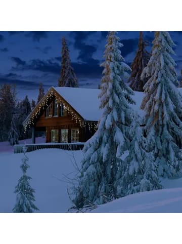 MARELIDA LED Lichtervorhang Eisregen in bernstein L: 7,5m