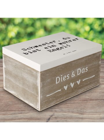 Mr. & Mrs. Panda Holzkiste mit Deckel Spruch Schwester Engel mit... in Weiß