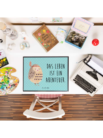 Mr. & Mrs. Panda Tischunterlage Eule Federschmuck mit Spruch in Türkis Pastell