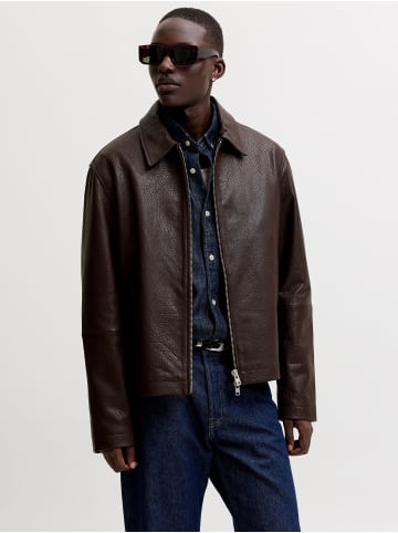 Jack & Jones Lederjacke in Chocolate Brown