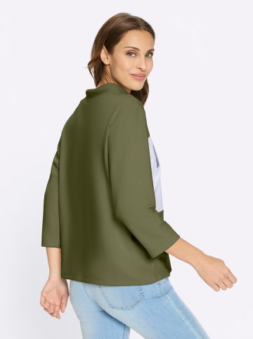 WITT WEIDEN Sweatshirt in oliv-weiß-geringelt