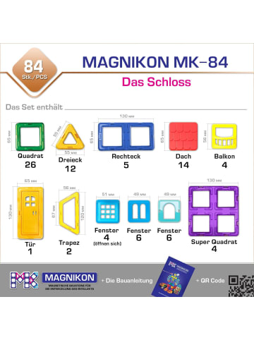 MAGNIKON Magnetische Bausteine MK-84 Das Schloss, 84-Teilig-ab 3 Jahre