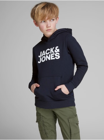 JACK & JONES Junior Kapuzen-Sweatshirt in navy blazer/Large Print