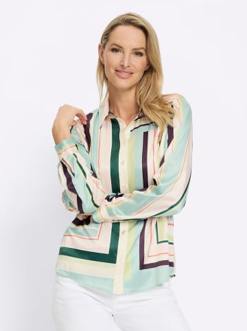 Heine Druck-Bluse in kalkmint-hellrosé-bedruckt