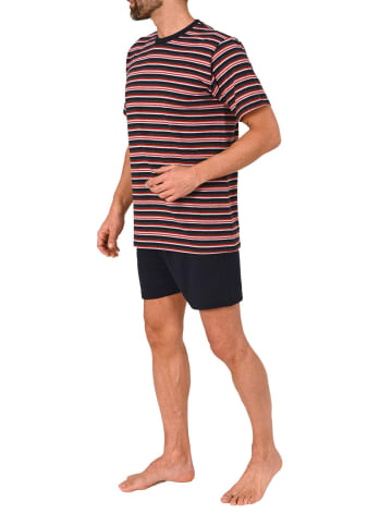 NORMANN Kurzarm Schlafanzug Shorty Pyjama Streifen in marine