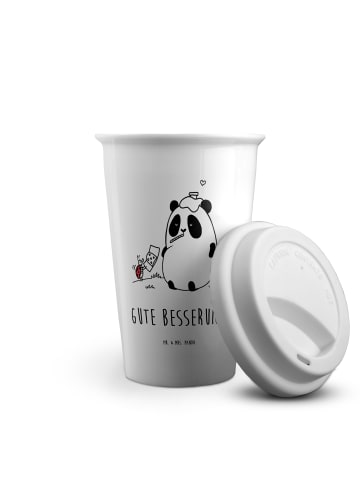 Mr. & Mrs. Panda Kaffeebecher To Go Panda Gute Besserung mit Spruch in Weiß