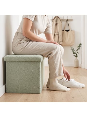 relaxdays Sitzbank in Salbei - (B)38 x (H)38 x (T)76 cm