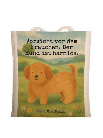 Mr. & Mrs. Panda Schultertasche Hund Flauschig Design mit Spruch in Weiß