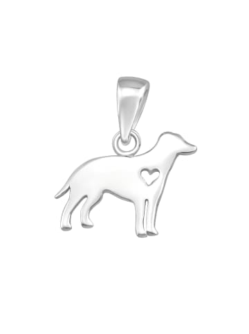 Alexander York Kette mit Anhänger HUND cut out Design HERZ in 925 Silber - 2-tlg. in silber