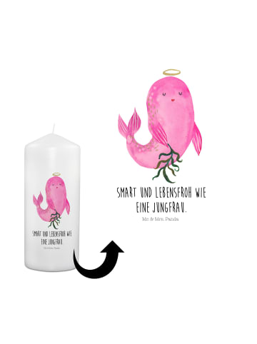 Mr. & Mrs. Panda Kondolenzkerze Sternzeichen Jungfrau mit Spruch in Weiß