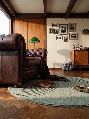 KADIMA DESIGN Teppich rund Geometrisch pflegeleicht Wohnzimmer Schlafzimmer Flur in Grün