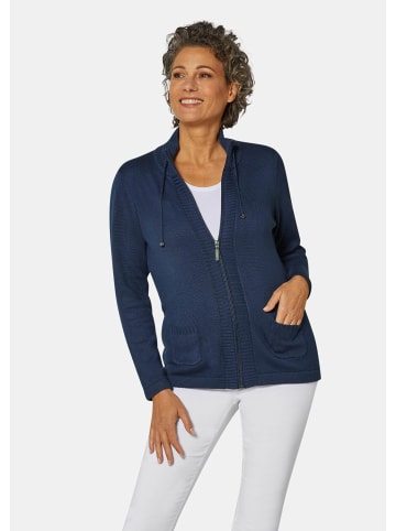 GOLDNER Kurzgröße:  Sportliche Strickjacke in marine