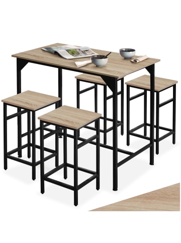 tectake Bartisch-Set Edinburgh mit höhenverstellbaren Kunststofffüßen, Industrial Holz h