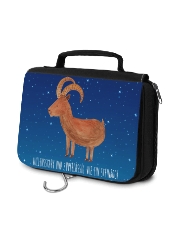 Mr. & Mrs. Panda Kosmetiktasche Sternzeichen Steinbock mit Spruch in Sternenhimmel Blau