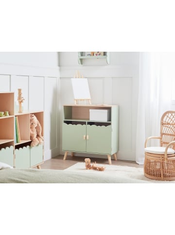 Beliani Sideboard LACKEY in Grün/Braun - (W) 70 x (H) 74 x (L) 30 cm