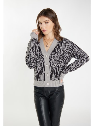 faina Damen Strickjacke in Grau Schwarz
