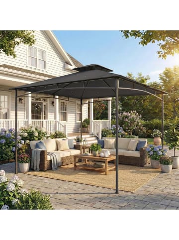 Outsunny Pavillon,300cm x 300cm x 285cm,Grau