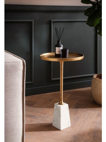 KADIMA DESIGN Beistelltisch Echter Marmor Metall 34x34x58 cm Anstelltisch