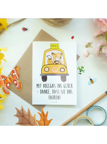 Mr. & Mrs. Panda Grußkarte Chauffeur Glück mit Spruch in Weiß