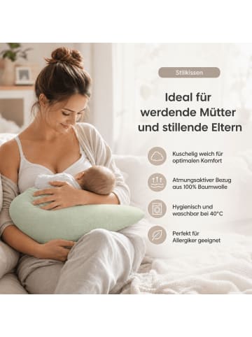 Kinderhaus Blaubär Musselinmond Stillkissen 140 x 27 cm TOP in Salbei