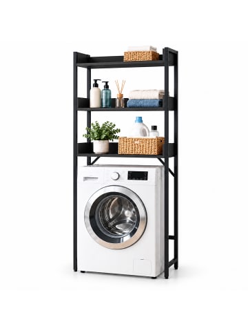 relaxdays Waschmaschinenschrank in Schwarz - (B)63 x (H)166 x (T)25 cm