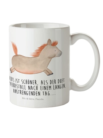 Mr. & Mrs. Panda Kindertasse Pferd Springen mit Spruch in Weiß