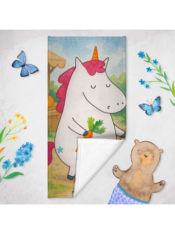 Mr. & Mrs. Panda Strandtuch Einhorn Vegan Design ohne Spruch in Weiß