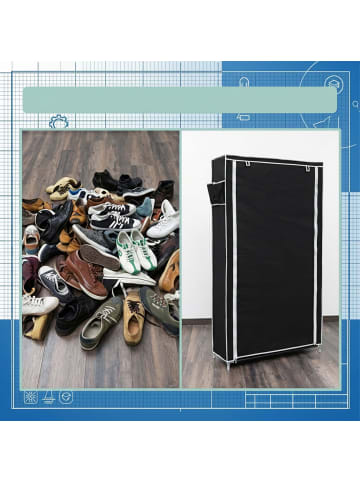 relaxdays 2x Stoff-Schuhschrank in Schwarz - (B)88 x (H)161 x (T)30 cm