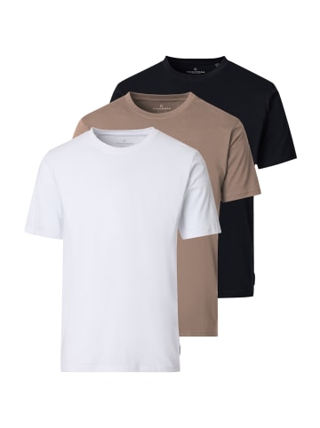 Casa moda T-Shirt Basic in Weiß / beige / schwarz