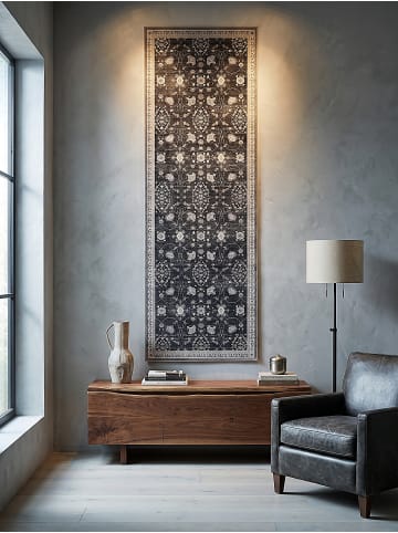 KADIMA DESIGN Teppich Kurzflor VERNANTE waschbar Orient Diele in Schwarz-Creme-Grau