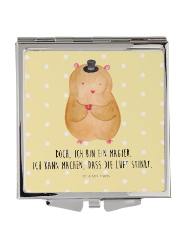 Mr. & Mrs. Panda Handtaschenspiegel quadratisch Hamster Hut mit ... in Gelb Pastell