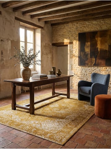 KADIMA DESIGN Vielseitiger Vintage Teppich für jeden Raum in Senfgelb