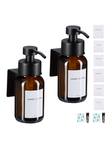 relaxdays 2 x Seifenspender in Braun/ Schwarz - 250 ml
