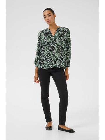 Kaffe Kurzarm-Bluse KAjanne in Green Leopard