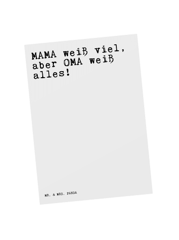 Mr. & Mrs. Panda Postkarte MAMA weiß viel, aber... mit Spruch in Weiß